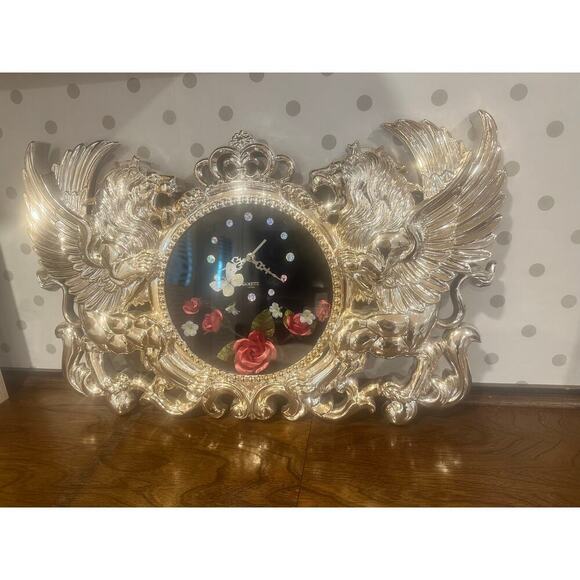 Vintage Syroco Mid Century Shiny Gold Tone Clock Glorious - Picture 1 of 6